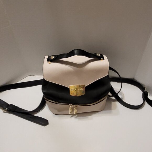 Steve Madden Backpack Purse Black and Cream inside pockets Bag - Picture 3 of 14